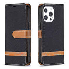 Funda de pano Cartera con Soporte para Apple iPhone 13 Pro Max Negro