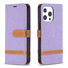 Funda de pano Cartera con Soporte para Apple iPhone 13 Pro Morado