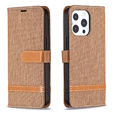 Funda de pano Cartera con Soporte para Apple iPhone 14 Pro Marron