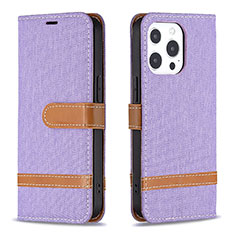 Funda de pano Cartera con Soporte para Apple iPhone 14 Pro Max Morado