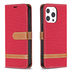 Funda de pano Cartera con Soporte para Apple iPhone 14 Pro Rojo