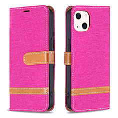 Funda de pano Cartera con Soporte para Apple iPhone 14 Rosa Roja