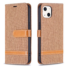 Funda de pano Cartera con Soporte para Apple iPhone 15 Marron