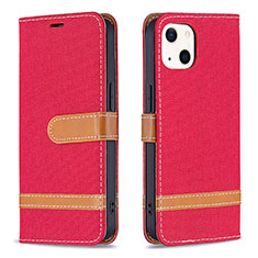 Funda de pano Cartera con Soporte para Apple iPhone 15 Rojo