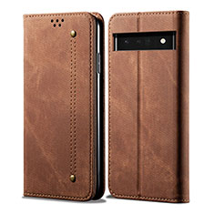 Funda de pano Cartera con Soporte para Google Pixel 6 5G Marron