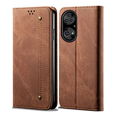 Funda de pano Cartera con Soporte para Huawei P50 Marron