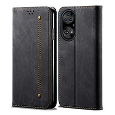 Funda de pano Cartera con Soporte para Huawei P50 Negro