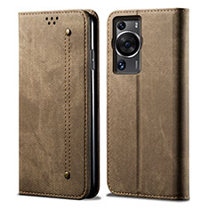 Funda de pano Cartera con Soporte para Huawei P60 Pro Caqui