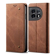 Funda de pano Cartera con Soporte para OnePlus 11 5G Marron