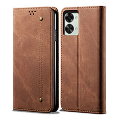 Funda de pano Cartera con Soporte para OnePlus Nord 2T 5G Marron