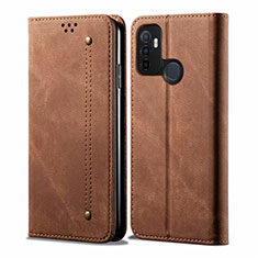 Funda de pano Cartera con Soporte para Oppo A53s Marron