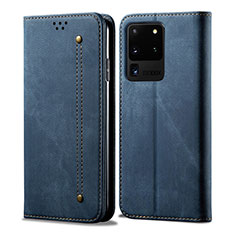 Funda de pano Cartera con Soporte para Samsung Galaxy S20 Ultra 5G Azul