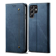 Funda de pano Cartera con Soporte para Samsung Galaxy S22 Ultra 5G Azul