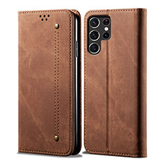 Funda de pano Cartera con Soporte para Samsung Galaxy S22 Ultra 5G Marron