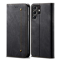 Funda de pano Cartera con Soporte para Samsung Galaxy S23 Ultra 5G Negro