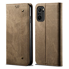 Funda de pano Cartera con Soporte para Xiaomi Mi 11i 5G Caqui