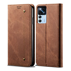 Funda de pano Cartera con Soporte para Xiaomi Mi 12T 5G Marron