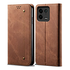 Funda de pano Cartera con Soporte para Xiaomi Mi 13 Pro 5G Marron