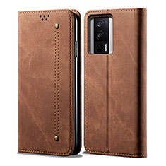 Funda de pano Cartera con Soporte para Xiaomi Poco F5 Pro 5G Marron