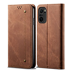 Funda de pano Cartera con Soporte para Xiaomi Redmi K40 Pro+ Plus 5G Marron