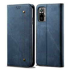 Funda de pano Cartera con Soporte para Xiaomi Redmi Note 10 4G Azul