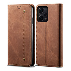 Funda de pano Cartera con Soporte para Xiaomi Redmi Note 12 Explorer Marron