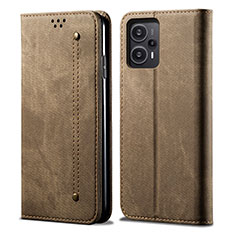 Funda de pano Cartera con Soporte para Xiaomi Redmi Note 12 Turbo 5G Caqui