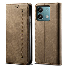 Funda de pano Cartera con Soporte para Xiaomi Redmi Note 13 Pro 5G Caqui