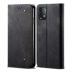 Funda de pano Cartera con Soporte para Xiaomi Redmi Note 9 4G Negro