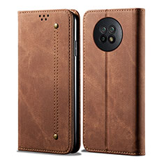 Funda de pano Cartera con Soporte para Xiaomi Redmi Note 9 5G Marron