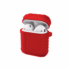 Funda de Silicona con Mosqueton Enchufe para AirPods Carcasa de Carga C06 Rojo