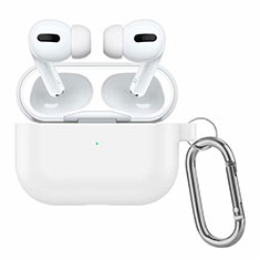 Funda de Silicona con Mosqueton Enchufe para AirPods Pro Carcasa de Carga Blanco