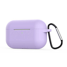 Funda de Silicona con Mosqueton Enchufe para AirPods Pro Carcasa de Carga C02 Purpura Claro