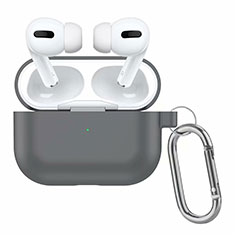 Funda de Silicona con Mosqueton Enchufe para AirPods Pro Carcasa de Carga Gris