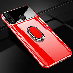 Funda Dura Plastico Rigida Carcasa Espejo 360 Grados con Magnetico Anillo de dedo Soporte para Huawei P30 Lite New Edition Rojo