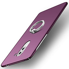 Funda Dura Plastico Rigida Carcasa Mate con Anillo de dedo Soporte A01 para Huawei GR5 (2017) Morado