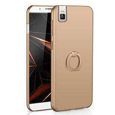 Funda Dura Plastico Rigida Carcasa Mate con Anillo de dedo Soporte A01 para Huawei Honor 7i shot X Oro