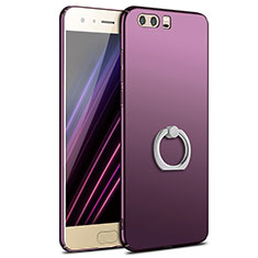 Funda Dura Plastico Rigida Carcasa Mate con Anillo de dedo Soporte A01 para Huawei Honor 9 Premium Morado