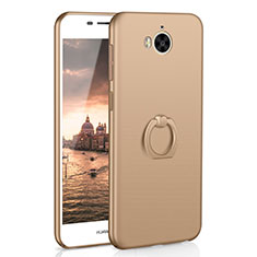 Funda Dura Plastico Rigida Carcasa Mate con Anillo de dedo Soporte A01 para Huawei Honor Play 6 Oro