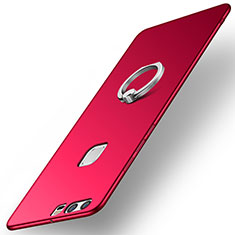 Funda Dura Plastico Rigida Carcasa Mate con Anillo de dedo Soporte A01 para Huawei P9 Plus Rojo