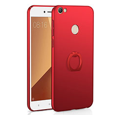 Funda Dura Plastico Rigida Carcasa Mate con Anillo de dedo Soporte A01 para Xiaomi Redmi Y1 Rojo