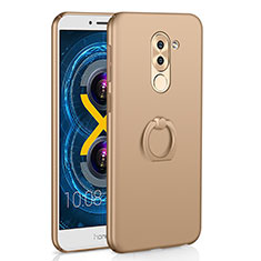 Funda Dura Plastico Rigida Carcasa Mate con Anillo de dedo Soporte A02 para Huawei Honor 6X Pro Oro