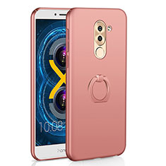 Funda Dura Plastico Rigida Carcasa Mate con Anillo de dedo Soporte A02 para Huawei Honor 6X Pro Oro Rosa