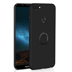 Funda Dura Plastico Rigida Carcasa Mate con Anillo de dedo Soporte A03 para Huawei Honor 7C Negro