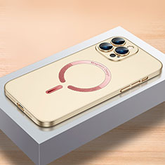 Funda Dura Plastico Rigida Carcasa Mate con Mag-Safe Magnetic QC1 para Apple iPhone 13 Pro Oro