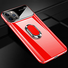 Funda Dura Plastico Rigida Carcasa Mate con Magnetico Anillo de dedo Soporte A01 para Apple iPhone 12 Pro Max Rojo