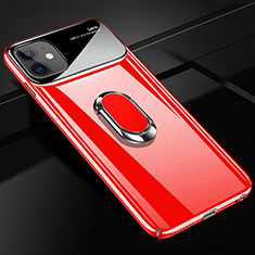Funda Dura Plastico Rigida Carcasa Mate con Magnetico Anillo de dedo Soporte A01 para Apple iPhone 12 Rojo