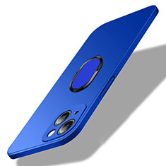 Funda Dura Plastico Rigida Carcasa Mate con Magnetico Anillo de dedo Soporte A01 para Apple iPhone 15 Azul