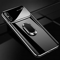 Funda Dura Plastico Rigida Carcasa Mate con Magnetico Anillo de dedo Soporte A01 para Huawei Enjoy 10e Negro