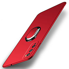 Funda Dura Plastico Rigida Carcasa Mate con Magnetico Anillo de dedo Soporte A01 para Huawei Enjoy 20 Pro 5G Rojo